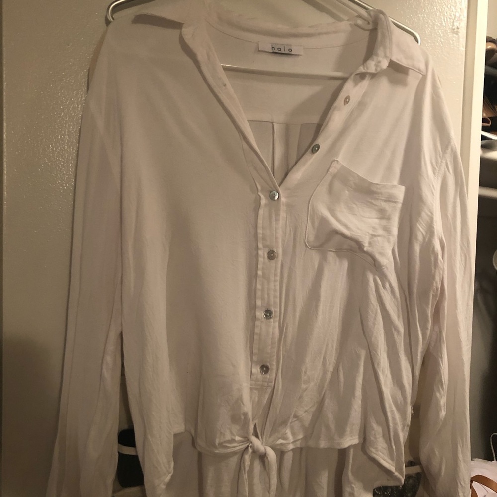 White Long Sleeve Button-Down Blouse